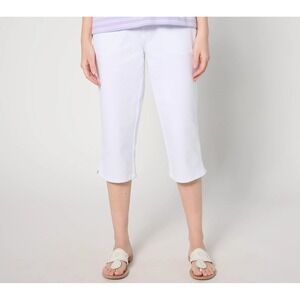Quacker Factory DreamJeannes Regular Flat Waistband Capri White3X